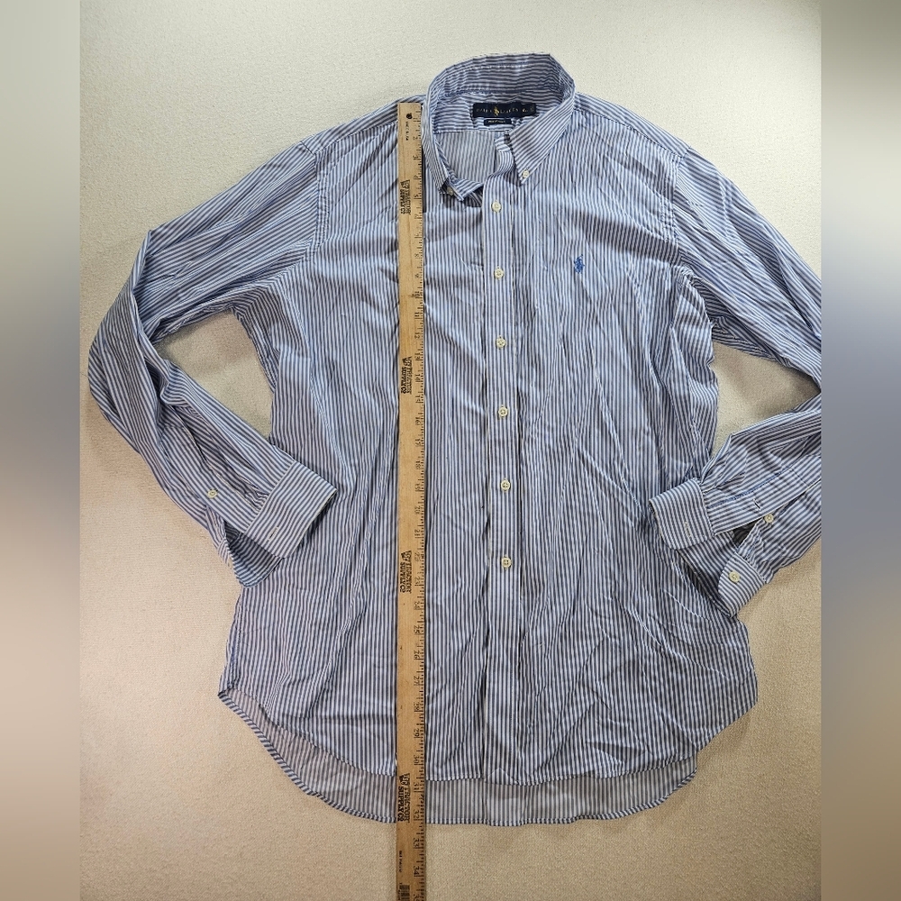 Ralph Lauren Performance XL Blue Stripe Nylon Stretch Shirt - Picture 5 of 7